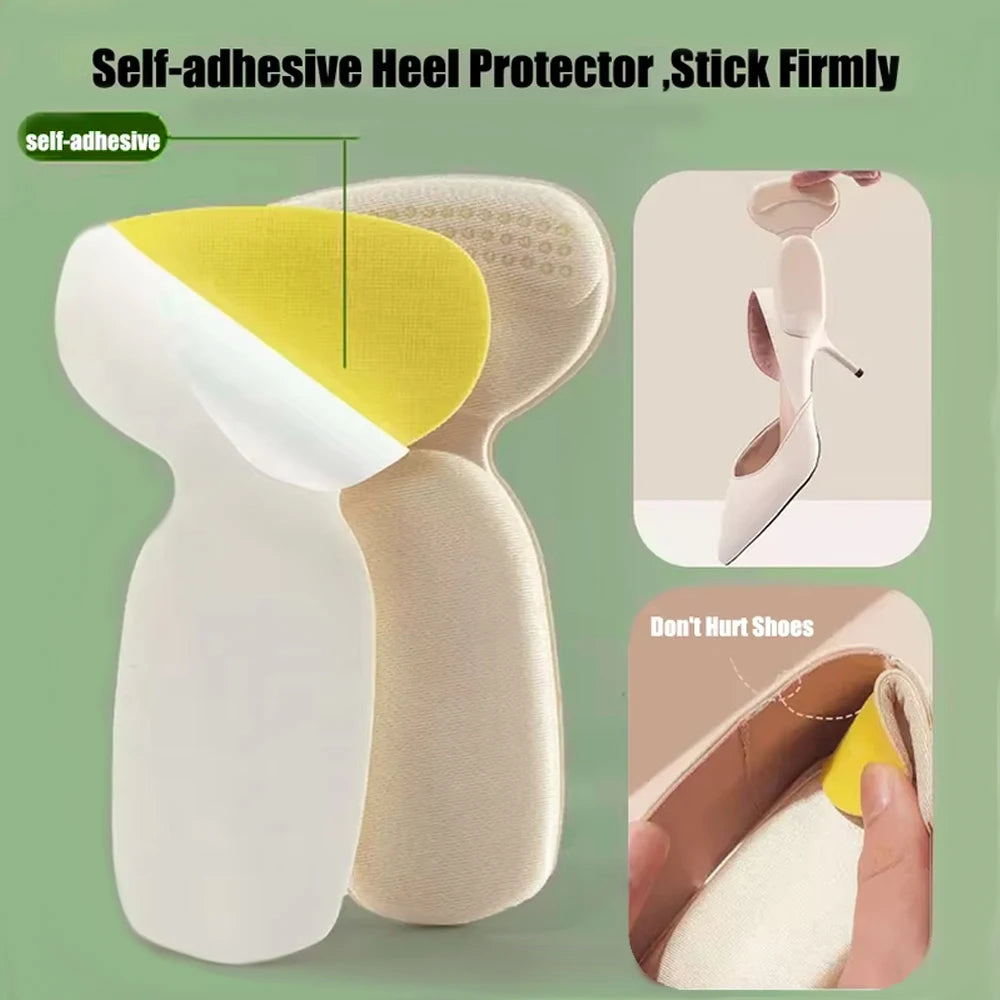 4Pcs Heel Pads Sticker Self-Adhesive Shoe Pads for Too Big Shoes Reduce Size Insert High Heels Pain Relief Insole Heel Protector